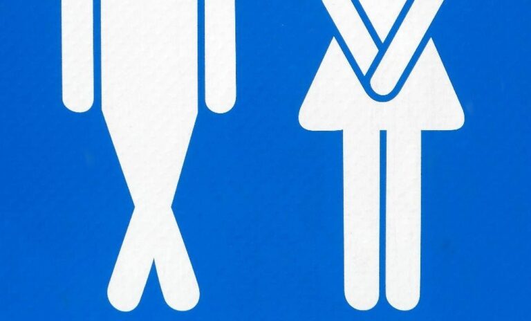 man, woman, toilet